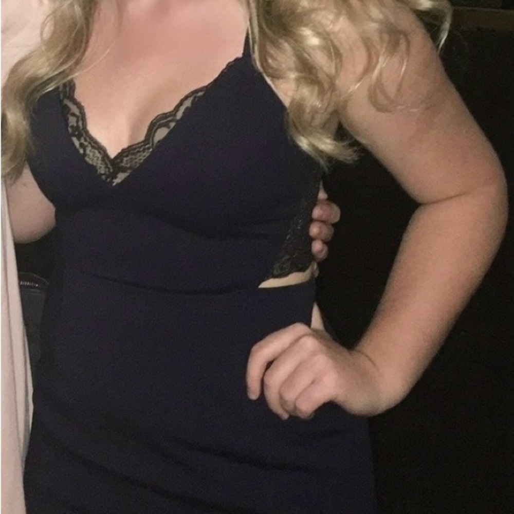 Lush (purchased from Tobi) Navy Cocktail Dress with Black Lace Detail Size S